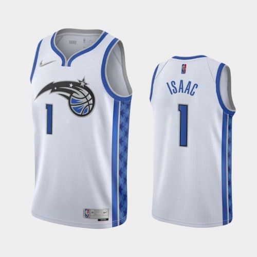 Men's Orlando Magic #1 Jonathan Isaac 2021 Earned White Jersey