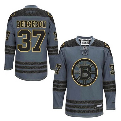 Patrice Bergeron #37 Charcoal Cross Check Fashion Jersey