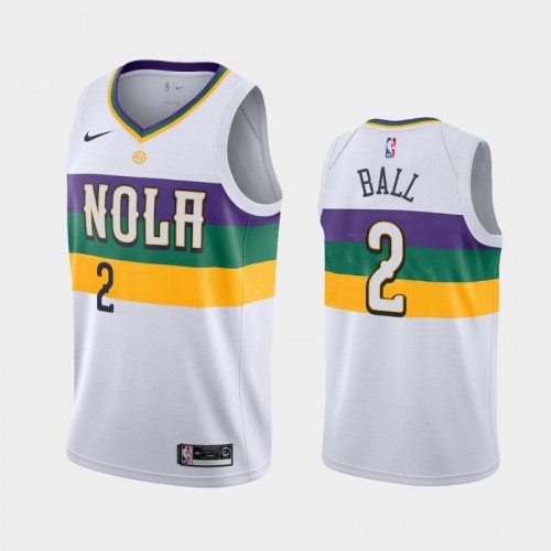 New Orleans Pelicans City #2 Lonzo Ball White 2019-20 Jersey