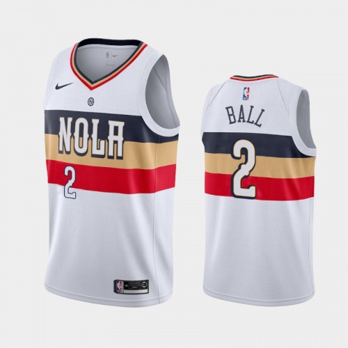 New Orleans Pelicans Earned #2 Lonzo Ball White 2019-20 Jersey