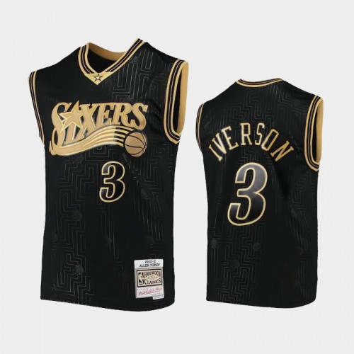 Philadelphia 76ers Allen Iverson Men #3 96 NBA Draft Black 25th season Jersey