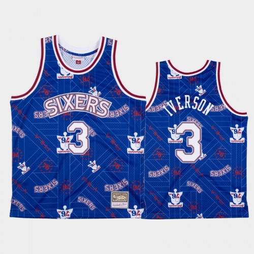 Allen Iverson Philadelphia 76ers #3 Blue Tear Up Pack Hardwood Classics Jersey