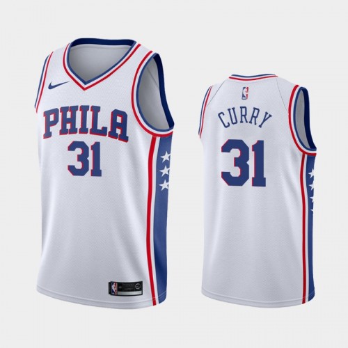 Men's Philadelphia 76ers #31 Seth Curry 2020-21 Association White Jersey
