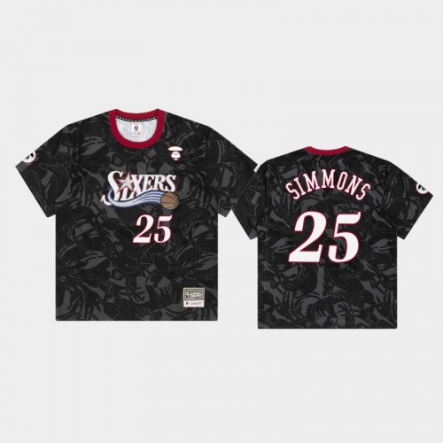 Men's Philadelphia 76ers #25 Ben Simmons Black Aape Jersey