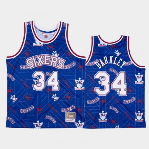 Charles Barkley Philadelphia 76ers #34 Blue Tear Up Pack Hardwood Classics Jersey