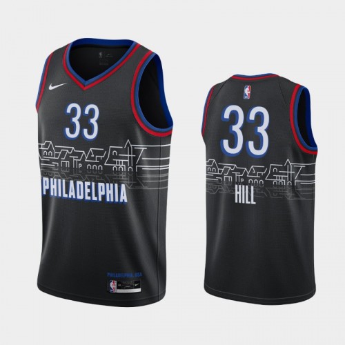Men's Philadelphia 76ers George Hill #33 2021 City Black Jersey