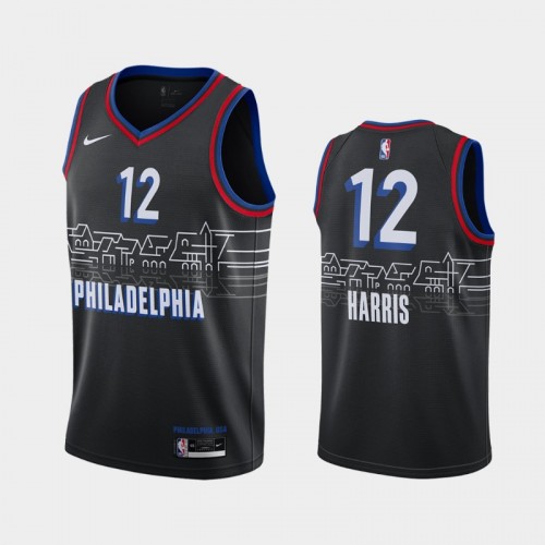 Men's Philadelphia 76ers #12 Tobias Harris 2020-21 City Black Jersey