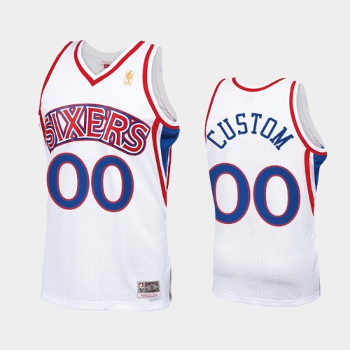 Men Philadelphia 76ers #00 Custom Throwback 90s HWC Swingman White Jersey