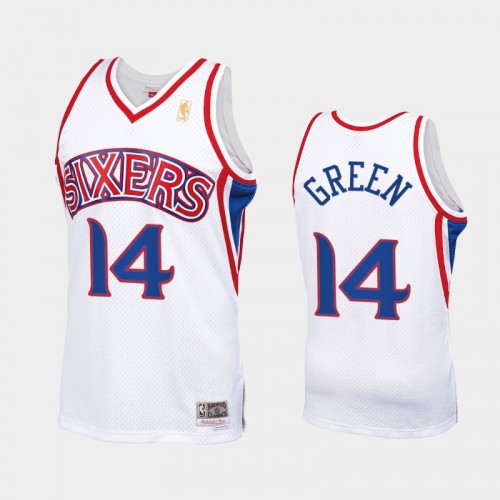 Men Philadelphia 76ers #14 Danny Green Throwback 90s HWC Swingman White Jersey