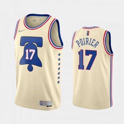 Men's Philadelphia 76ers #17 Vincent Poirier 2021 Earned Cream Jersey