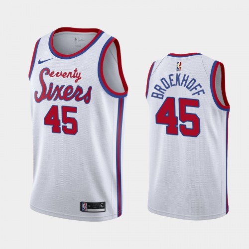 Men's Philadelphia 76ers #45 Ryan Broekhoff 2019-20 Hardwood Classics White Jersey