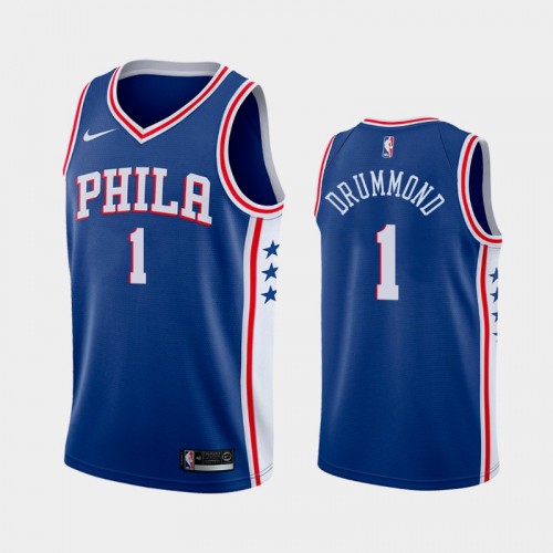 Philadelphia 76ers Andre Drummond Men #1 Icon Edition 2021 Trade Navy Jersey