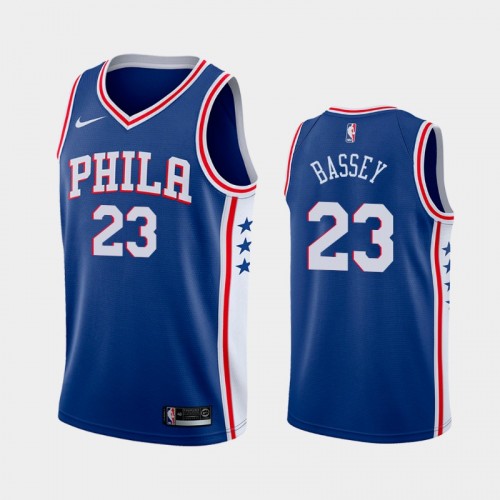 Men Charles Bassey #23 Icon Edition Blue Jersey