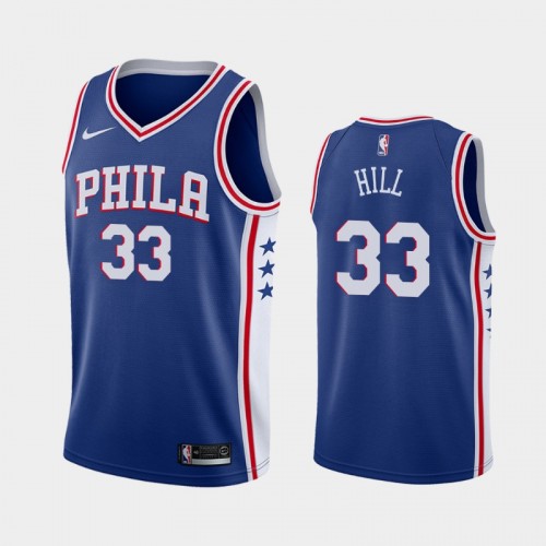 Men's Philadelphia 76ers George Hill #33 2021 Icon Blue Jersey