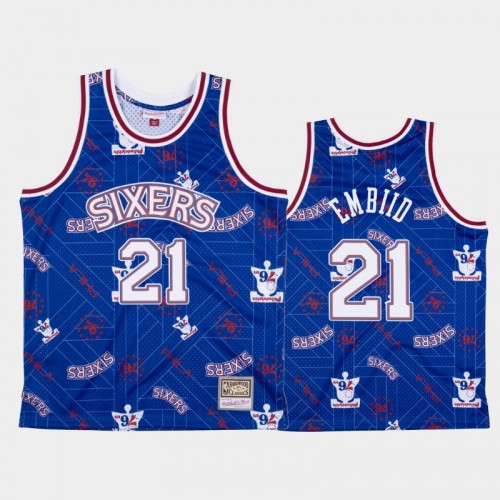 Joel Embiid Philadelphia 76ers #21 Blue Tear Up Pack Hardwood Classics Jersey