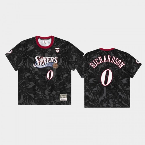 Men's Philadelphia 76ers #0 Josh Richardson Black Aape Jersey