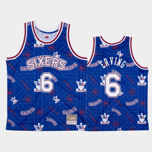 Julius Erving Philadelphia 76ers #6 Blue Tear Up Pack Hardwood Classics Jersey