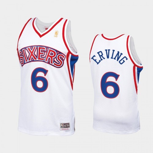 Men Philadelphia 76ers #6 Julius Erving Throwback 90s HWC Swingman White Jersey