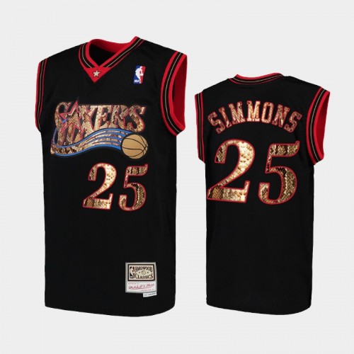 Philadelphia 76ers Ben Simmons Men #25 Python Skin HWC Black 2021 Exclusive Edition Jersey