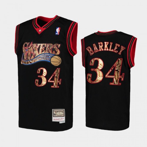 Philadelphia 76ers Charles Barkley Men #34 Python Skin HWC Black 2021 Exclusive Edition Jersey