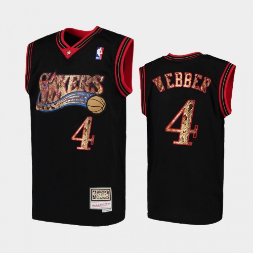 Philadelphia 76ers Chris Webber Men #4 Python Skin HWC Black 2021 Exclusive Edition Jersey