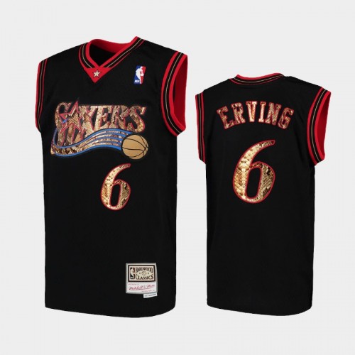 Philadelphia 76ers Julius Erving Men #6 Python Skin HWC Black 2021 Exclusive Edition Jersey