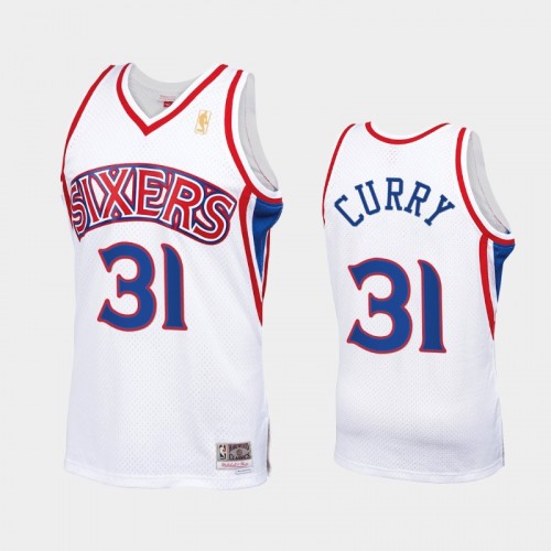 Men Philadelphia 76ers #31 Seth Curry Throwback 90s HWC Swingman White Jersey