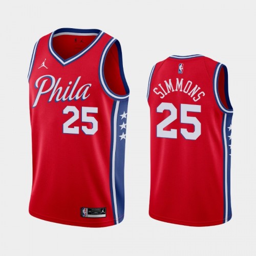 Men's Philadelphia 76ers #25 Ben Simmons 2020-21 Statement Red Jersey