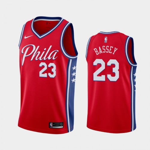 Philadelphia 76ers Charles Bassey Men #23 Statement Edition 2021 NBA Draft Red Jersey