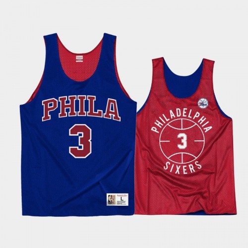 Philadelphia 76ers Allen Iverson Men #3 Throwback Reversible Royal Red Training Jersey