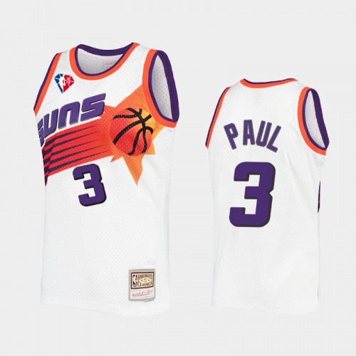 Phoenix Suns Chris Paul Men #3 75th Anniversary Logo White Throwback Jersey