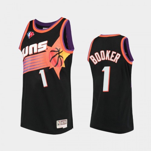 Phoenix Suns Devin Booker Men #1 75th Anniversary Logo Black Throwback Jersey