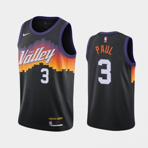 Men's Phoenix Suns #3 Chris Paul 2020-21 City Edition Black Jersey