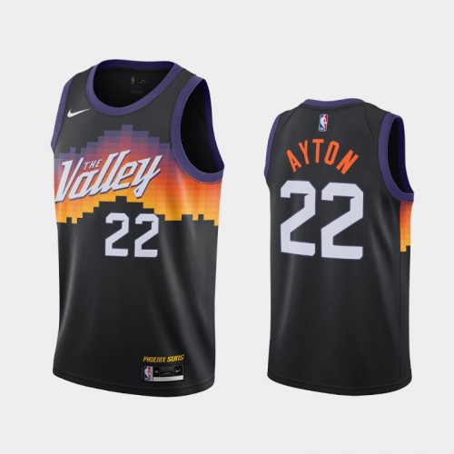 Men Phoenix Suns #22 Deandre Ayton 2020-21 City Edition The Valley Black Jersey