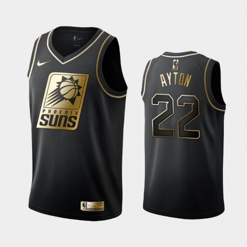 Men's Phoenix Suns #22 Deandre Ayton Black Golden Logo Jersey