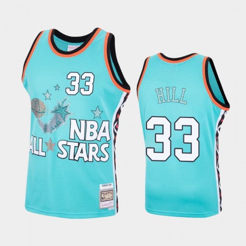 Pistons #33 Grant Hill 1996 All-Star Rhinestone Eastern Teal Jersey