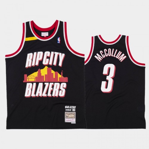 Men's Portland Trail Blazers #3 C.J. McCollum Black Amine x BR Remix Jersey