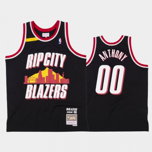 Men's Portland Trail Blazers #00 Carmelo Anthony Black Amine x BR Remix Jersey