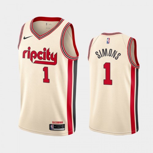Men's Portland Trail Blazers #1 Anfernee Simons 2019-20 City Rip Cream Jersey