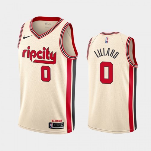 Men's Portland Trail Blazers #0 Damian Lillard 2019-20 City Rip Cream Jersey