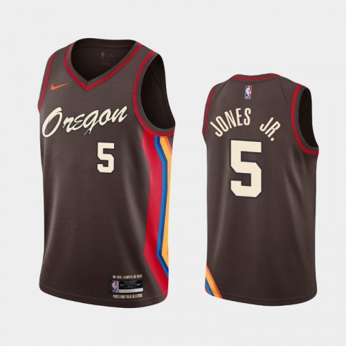 Men's Portland Trail Blazers Derrick Jones Jr. #5 2021 City Brown Jersey