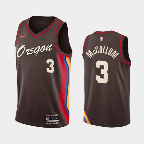 Men Portland Trail Blazers #3 C.J. McCollum 2020-21 City Edition Oregon Chocolate Jersey