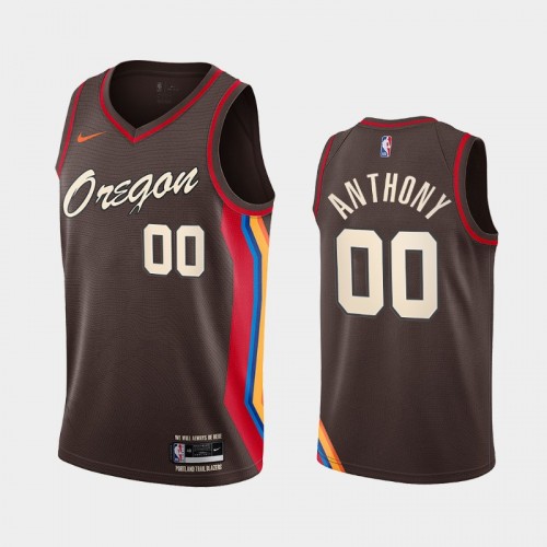 Men Portland Trail Blazers #00 Carmelo Anthony 2020-21 City Edition Oregon Chocolate Jersey