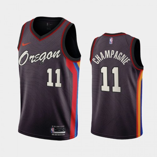 Portland Trail Blazers Justin Champagnie Men #11 City Edition 2021 NBA Draft Black Jersey