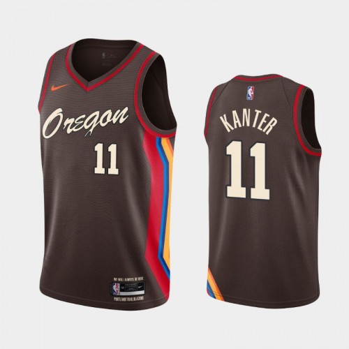 Men's Portland Trail Blazers Enes Kanter #11 2020-21 City Charcoal Jersey