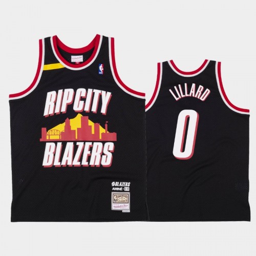 Men's Portland Trail Blazers #0 Damian Lillard Black Amine x BR Remix Jersey