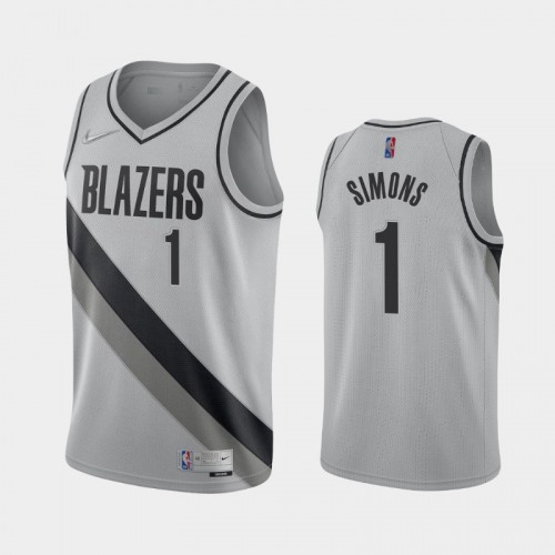 Men's Portland Trail Blazers #1 Anfernee Simons 2021 Earned Gray Jersey