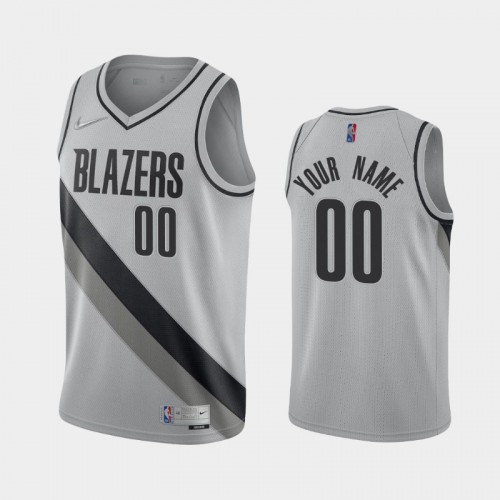 Men's Portland Trail Blazers #00 Custom 2021 Earned Gray Jersey