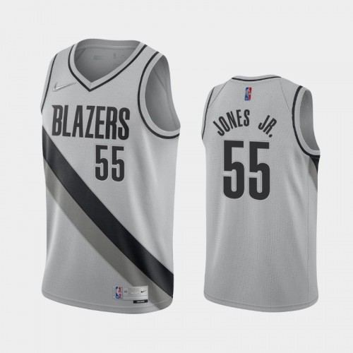 Men's Portland Trail Blazers #55 Derrick Jones Jr. 2021 Earned Gray Jersey