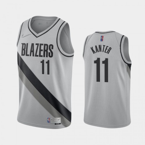 Men's Portland Trail Blazers #11 Enes Kanter 2021 Earned Gray Jersey